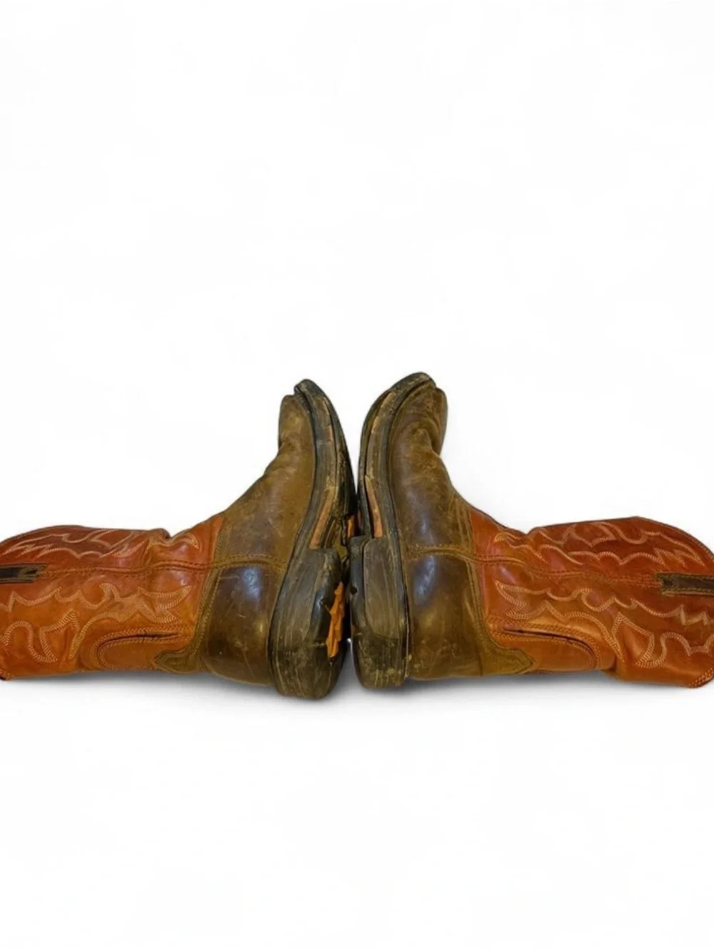 Ariat Rustic Brown & Orange Leather Cowboy Boots